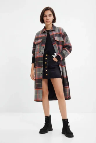 Kabát ve stylu overshirt s tartanovým vzorem