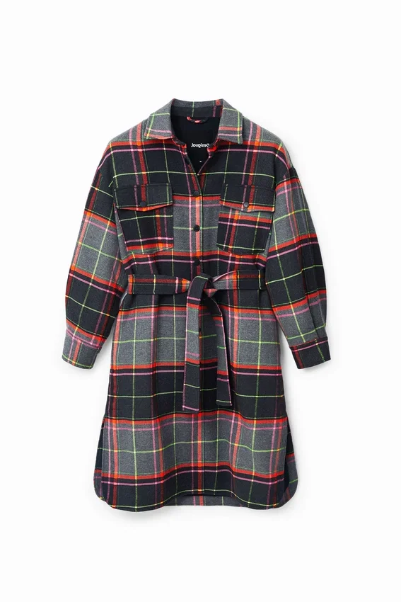 Kabát ve stylu overshirt s tartanovým vzorem Kabát ve stylu overshirt s tartanovým vzorem