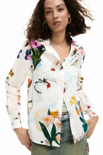 Košile s květinovým koláží