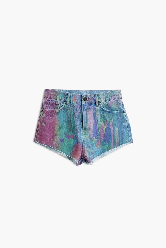 Šortky z potištěného denimu Šortky z potištěného denimu