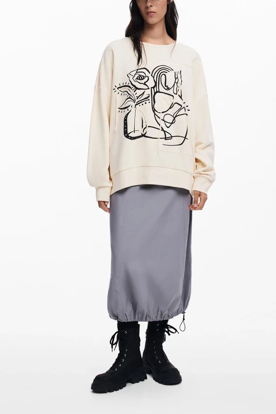 Oversized mikina s květinovým potiskem Oversized mikina s květinovým potiskem