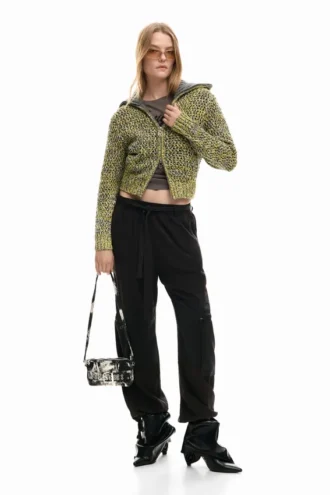 Pletená bundy na zip