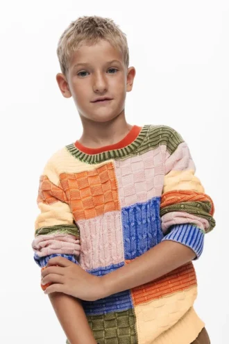 Pletený svetr s Patchwork vzorem