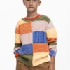 Pletený svetr s Patchwork vzorem