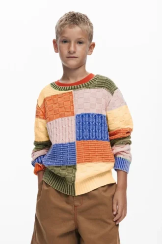 Pletený svetr s Patchwork vzorem