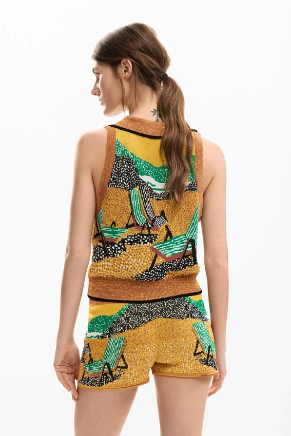 Sleeveless Jacquard Košile Sleeveless Jacquard Košile