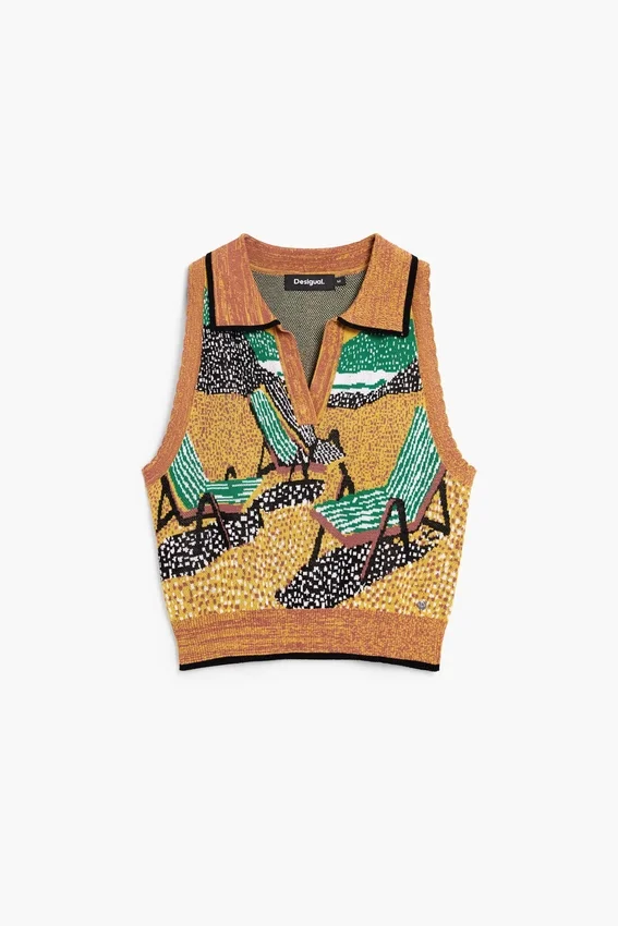 Sleeveless Jacquard Košile Sleeveless Jacquard Košile